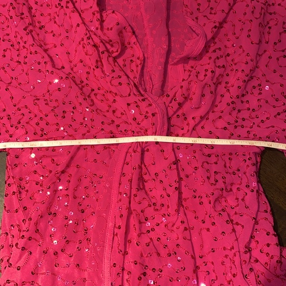Sequin pink twist front sheer dress - Picture 8 of 8